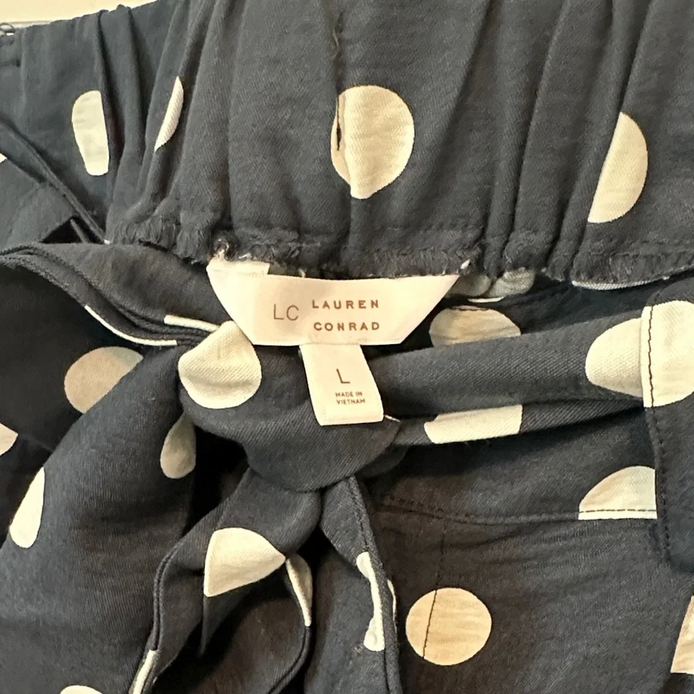 LC Lauren Conrad Navy Polka Dot High Waist Shorts